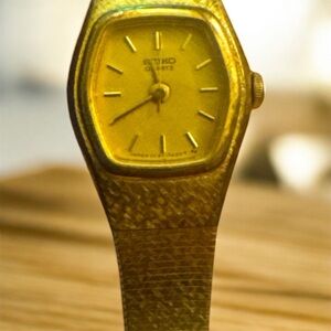 Seiko Gold Watch with Yellow Dial